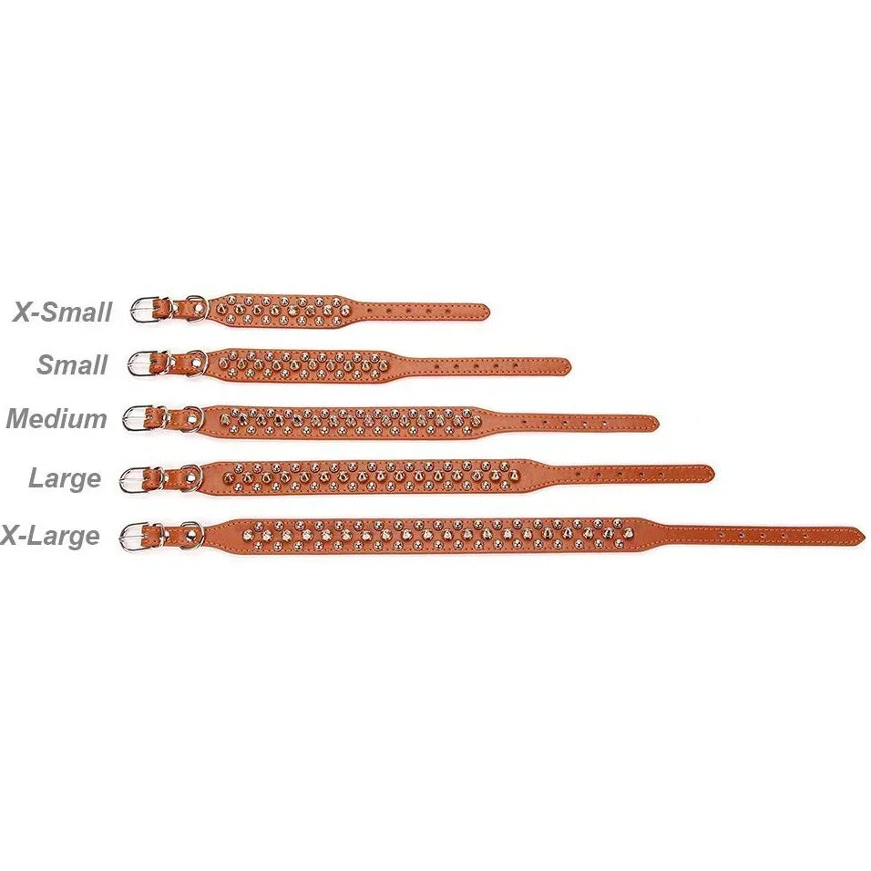 Leather Pet Dog Collar Neck Strap Leather Punk Rivet Spiked Dog Collar