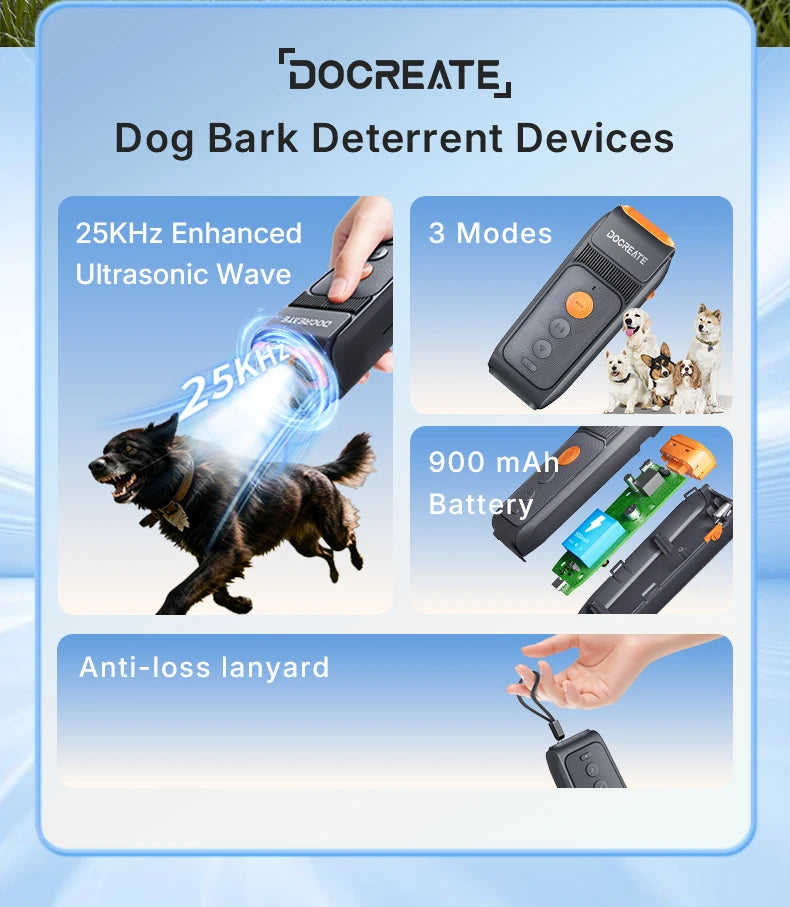 3-in-1 Dog Repellent Ultrasonic Anti-Bark Trainer with LED Flashlight.