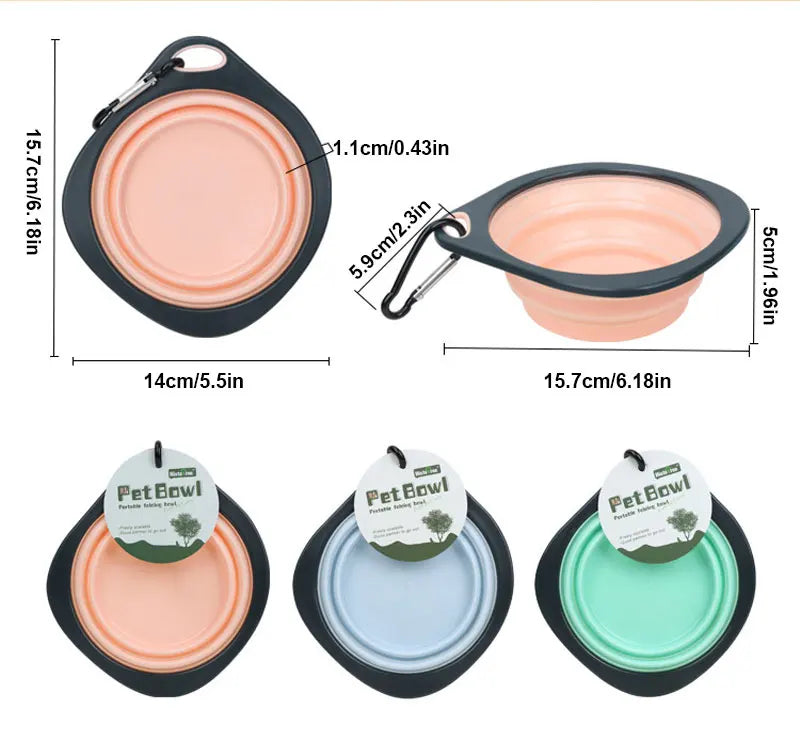Pet Folding Silicone Bowl Collapsible Dog Outdoor Travel