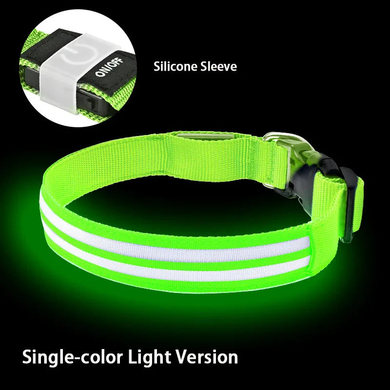 Light Up Dog Collar Night Walk Color LED Glowing