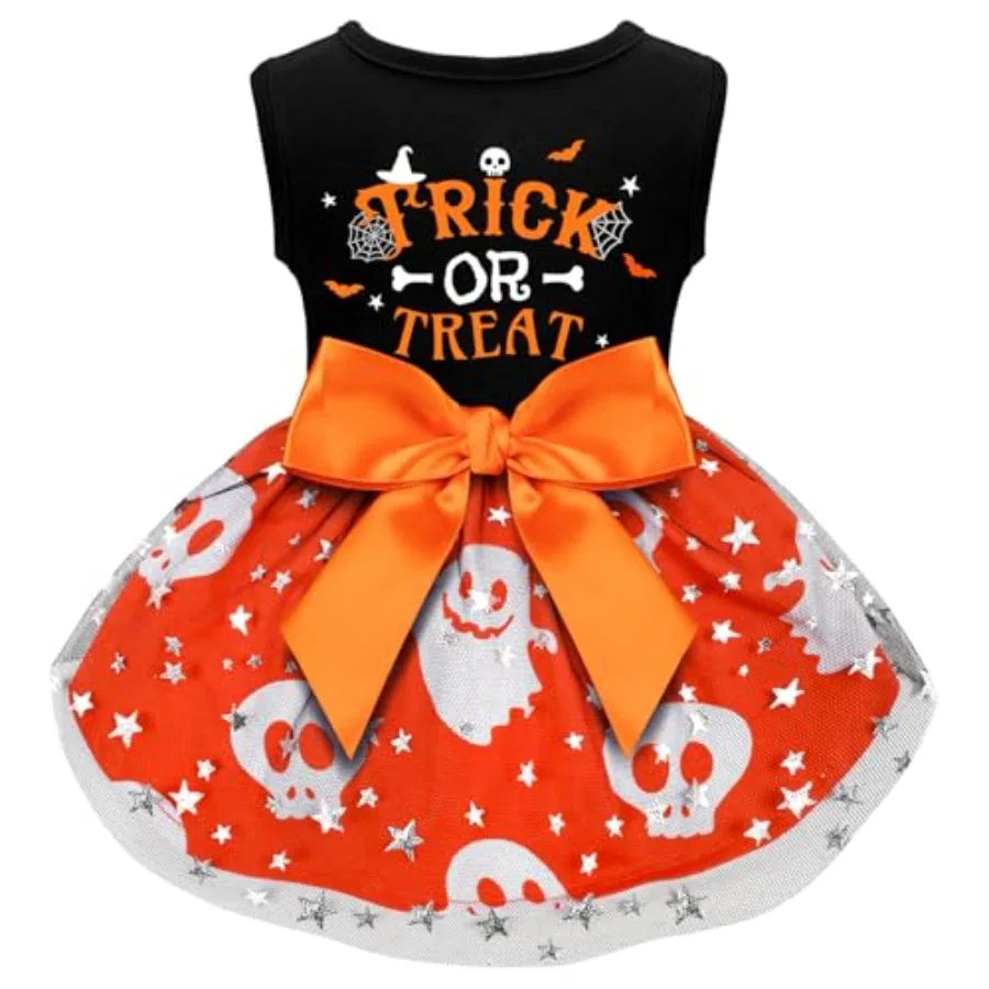 Dog Halloween Costumes Funny Puppy Dress with Bow