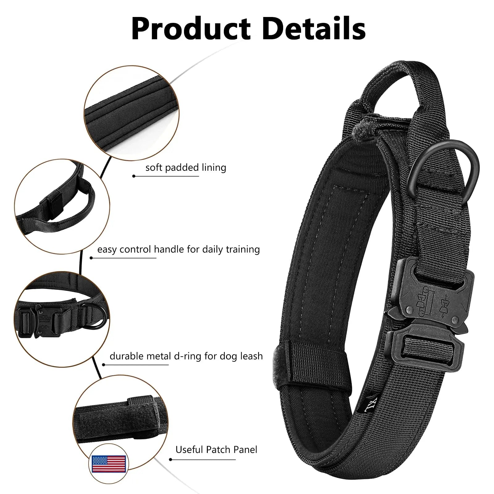Tactical Dog Harness Collar Leash Pouches For Medium Large Dogs