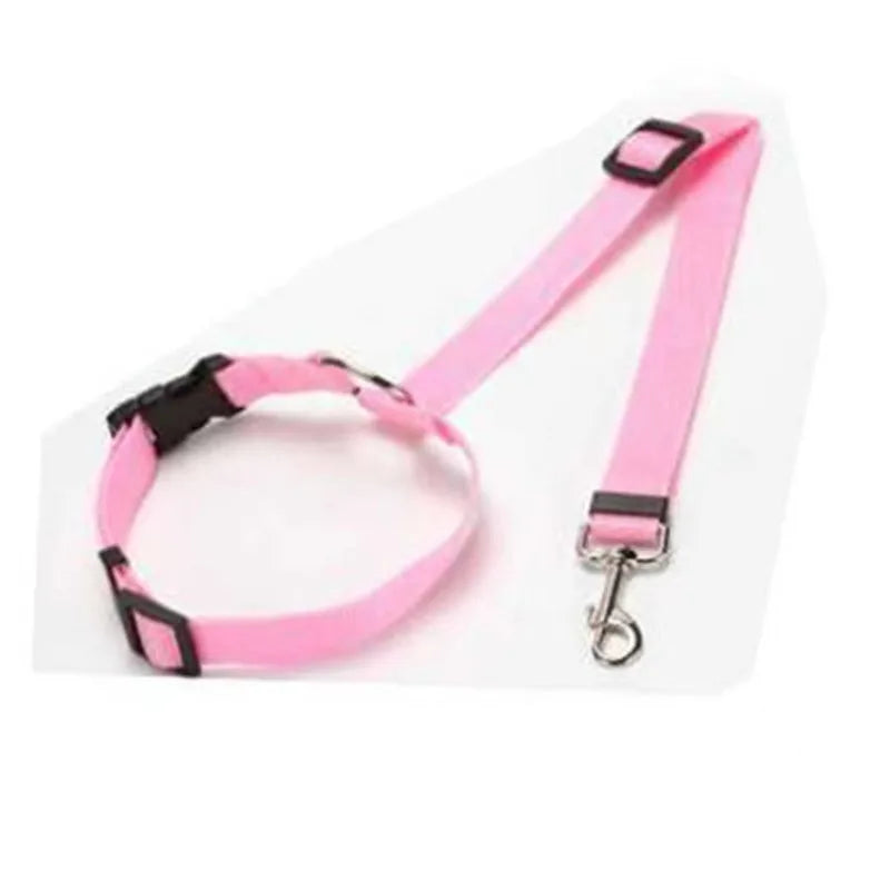 Solid Color Two-in-one Pet Car Seat Belt Nylon Lead Leash