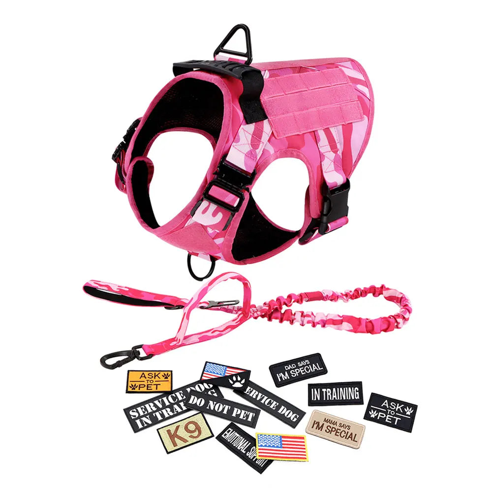 Military Pink Camouflage Dog Harness For Large Medium Dogs
