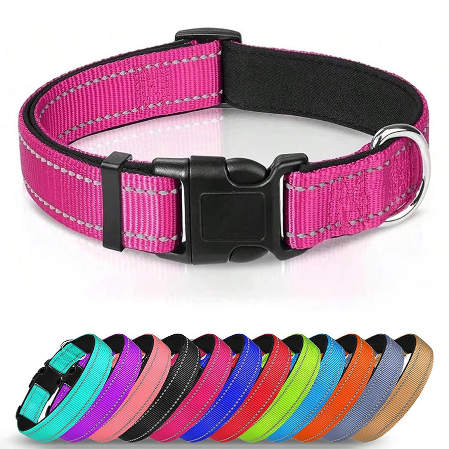 Reflective Dog Collar Soft Padded Breathable Safety Stripes