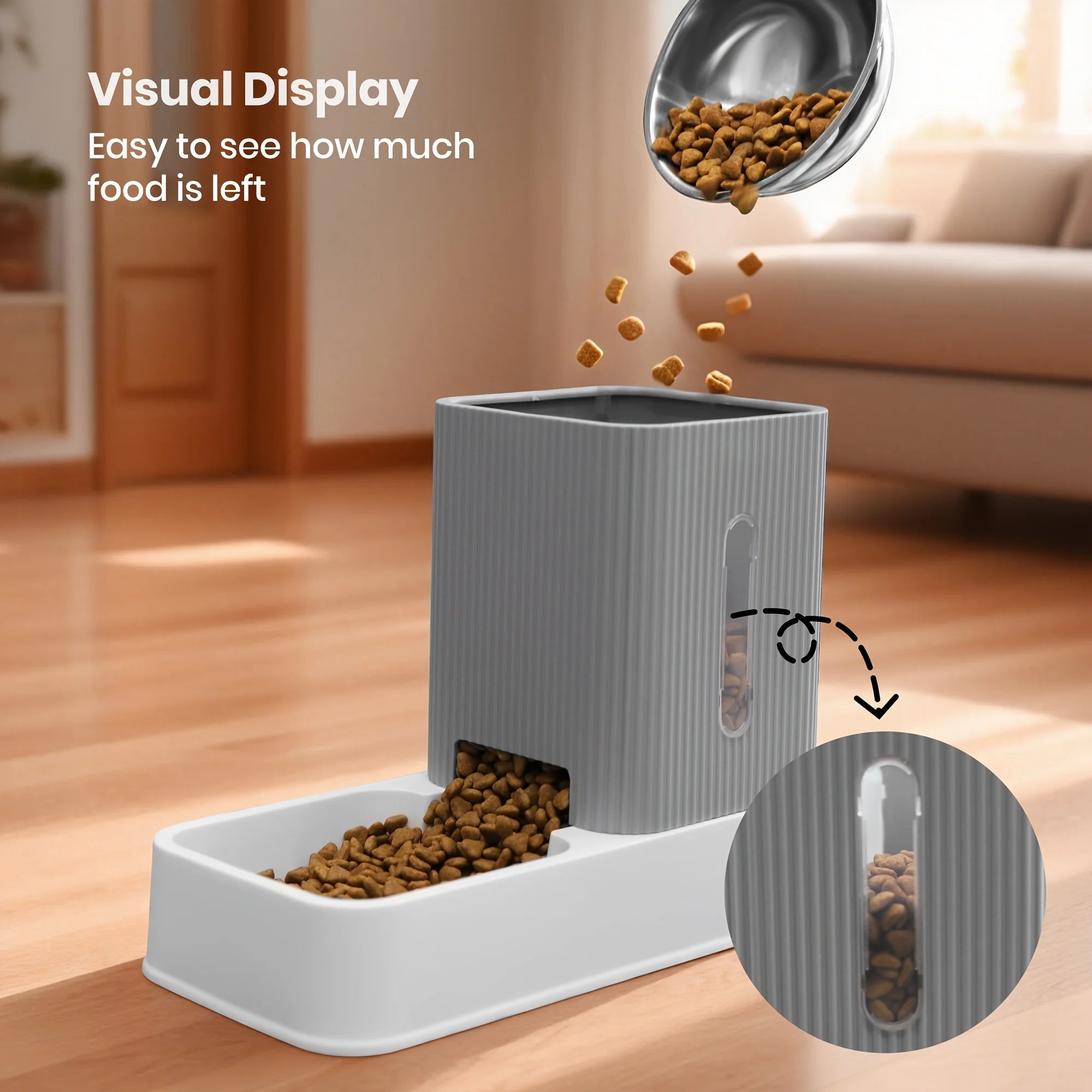 3.5L Automatic Dog/Cat Feeder And Water Dispenser Combo, Removable Stainless Steel Bowl