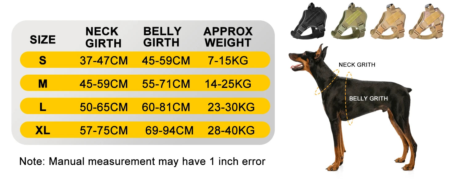 Tactical Dog Harness Doberman Pinscher Pet Training Vest