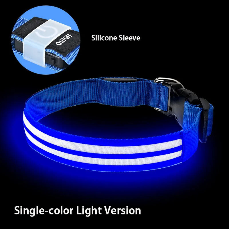 Light Up Dog Collar Night Walk Color LED Glowing