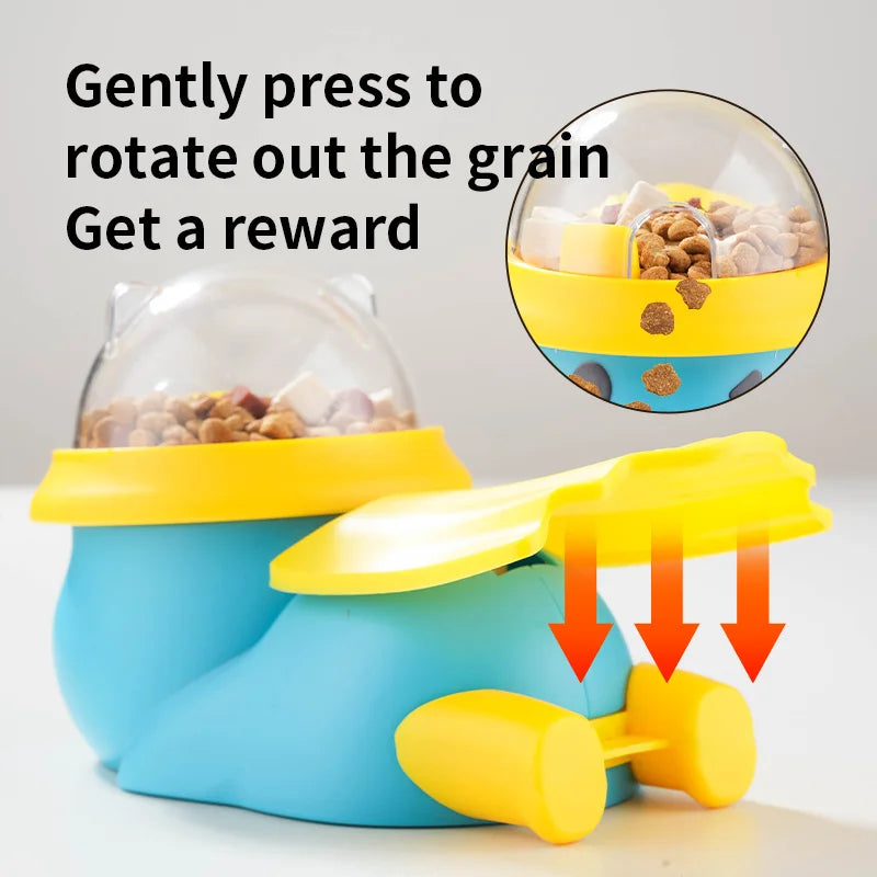 Cute Bear Plane Pet Food-dispensing Toy - Press Rotate Design