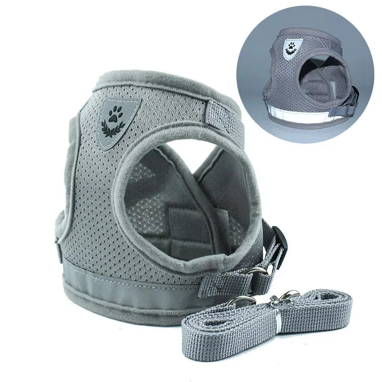 Reflective Breathable Small Dog Harness and Leash