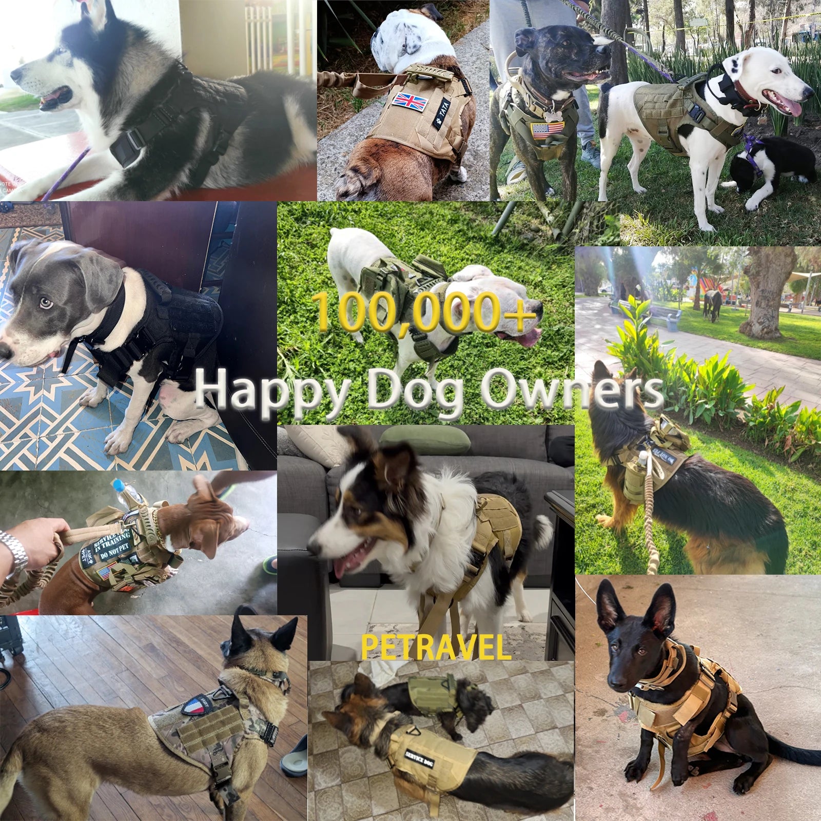 Tactical Dog Harness Collar Leash Pouches For Medium Large Dogs
