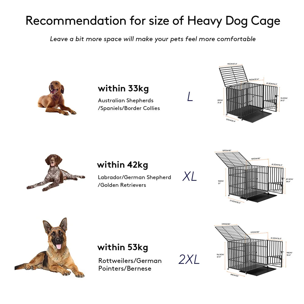 XXL Large Heavy Duty Dog Crate Strong Pet Cage  Square Tube Metal Kennel