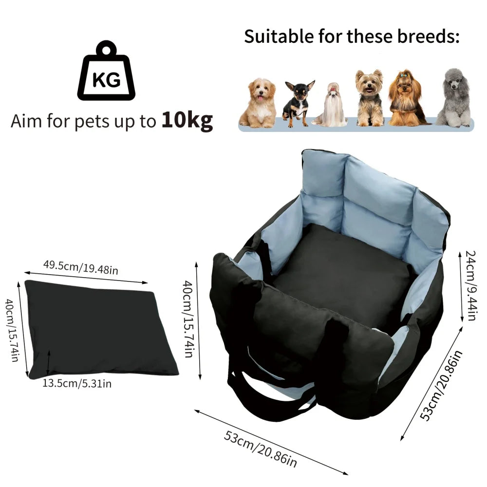 Portable Dog Car Seat Pet Puppy Booster Travel Bed