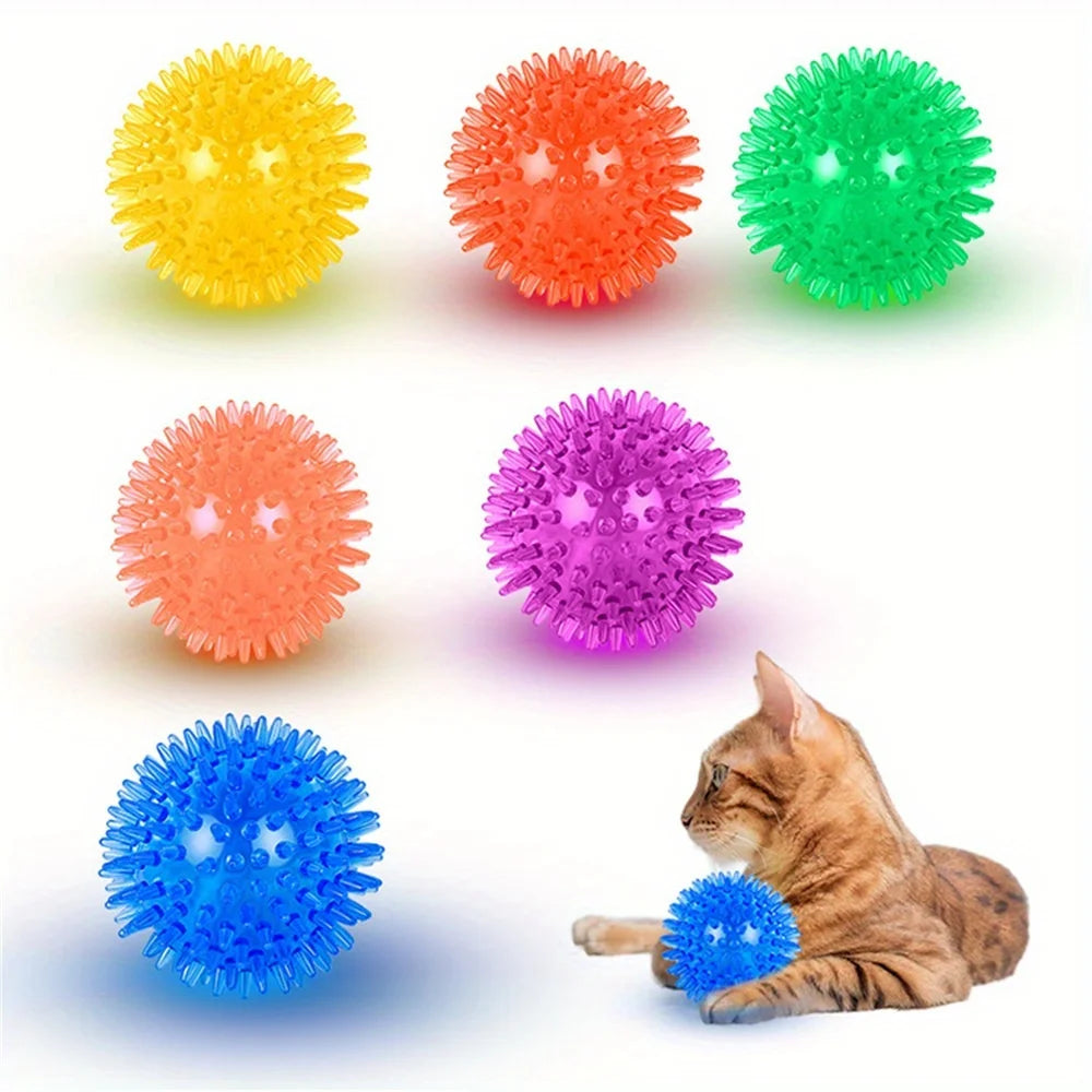 6pcs Dog Toy Balls, BPA Free Non-Toxic Plastic, Durable Spikey