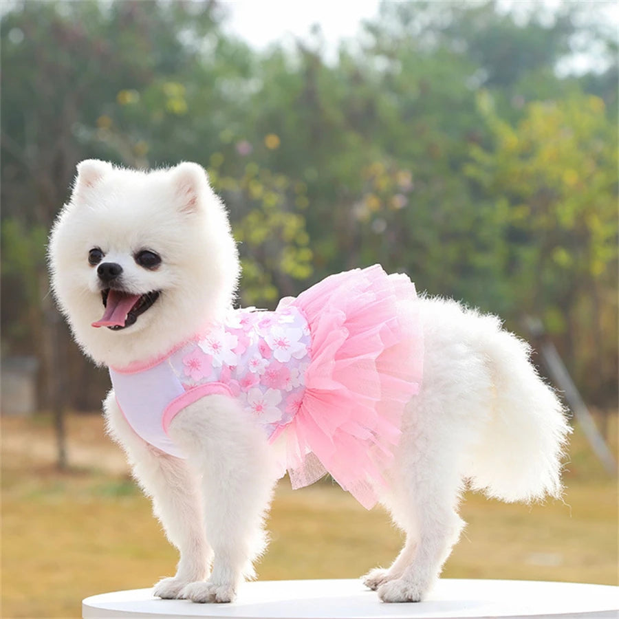 Floral Dog Dress for Small Breeds - Woven Polyester, Pullover Style, Breathable Pet Apparel for Dogs & Cats, Perfect for Toy & M