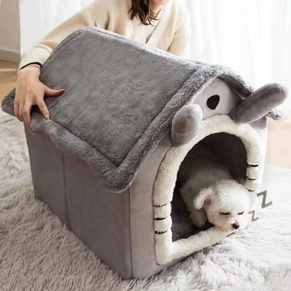All Season Dog House Style Bed - Removable Washable Pet Bed for Small Dogs