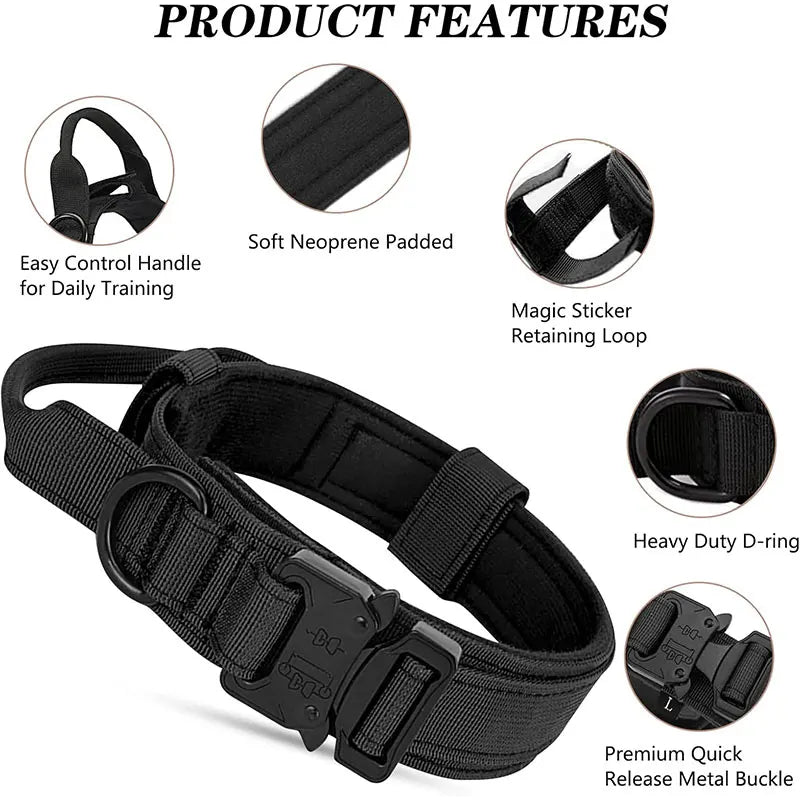 Outdoor Sports Style Tactical Dog Collar For Medium To Large Dogs