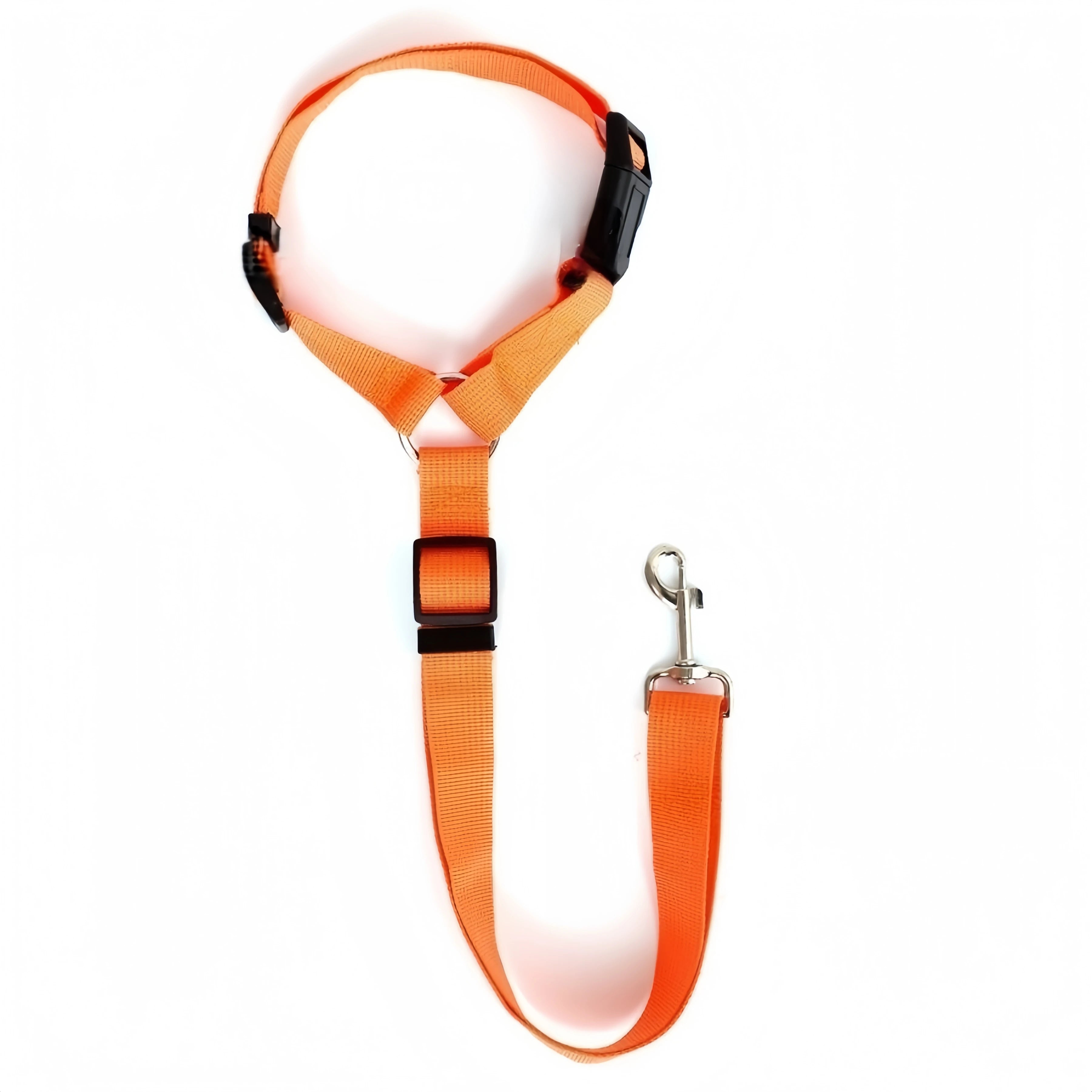 Solid Color Two-in-one Pet Car Seat Belt Nylon Lead Leash
