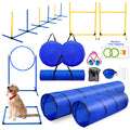 Dog Agility Course Set Dog Training Kit with 2 Tunnels.