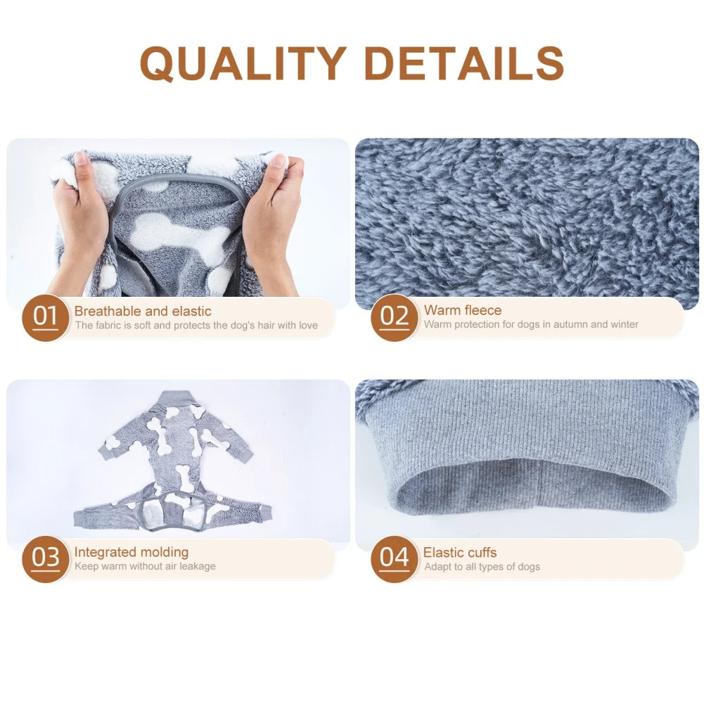 Winter Dog Jumpsuit Warm Fleece Puppy Dog Pajamas