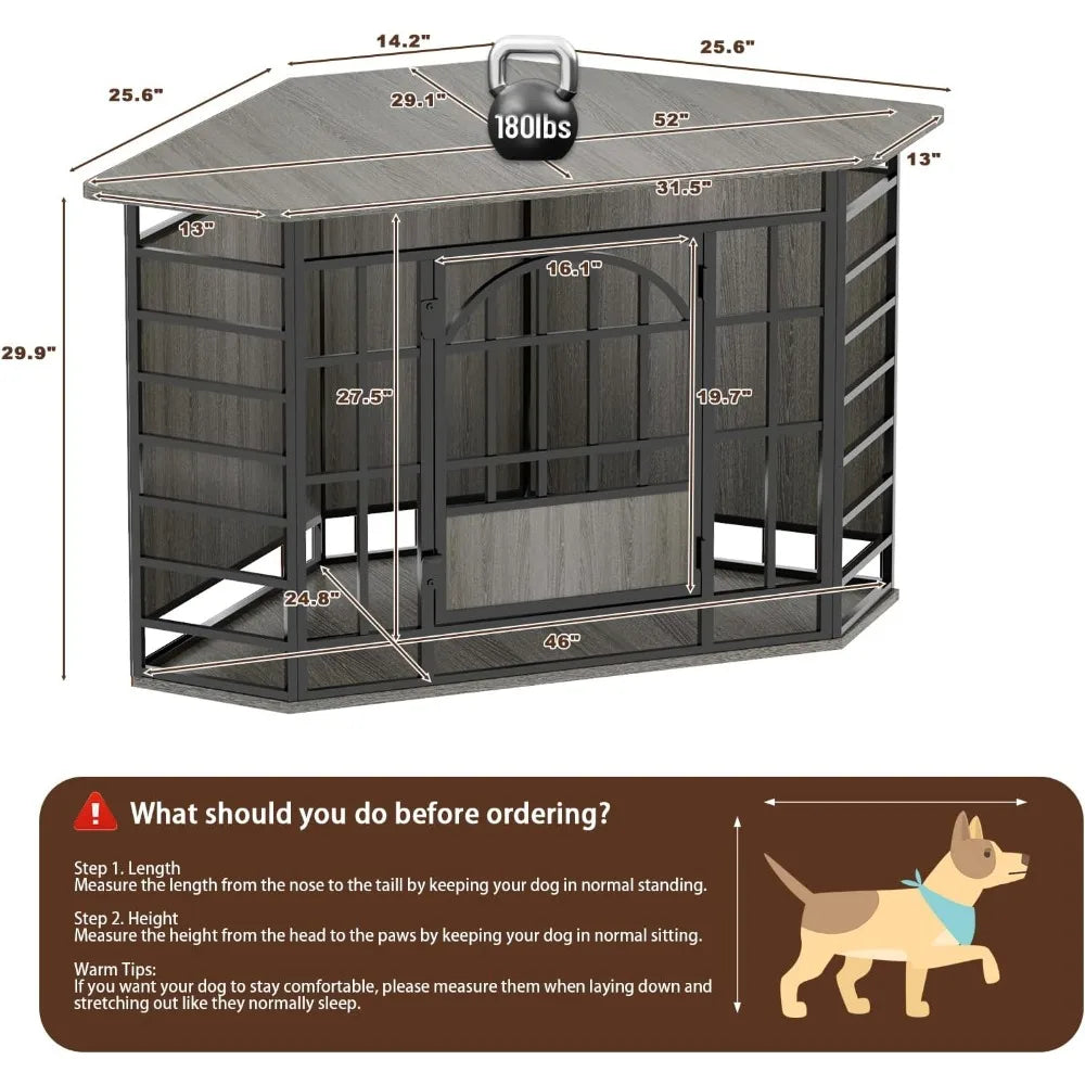 corner dog crate furniture, 52 inch large dog kennel