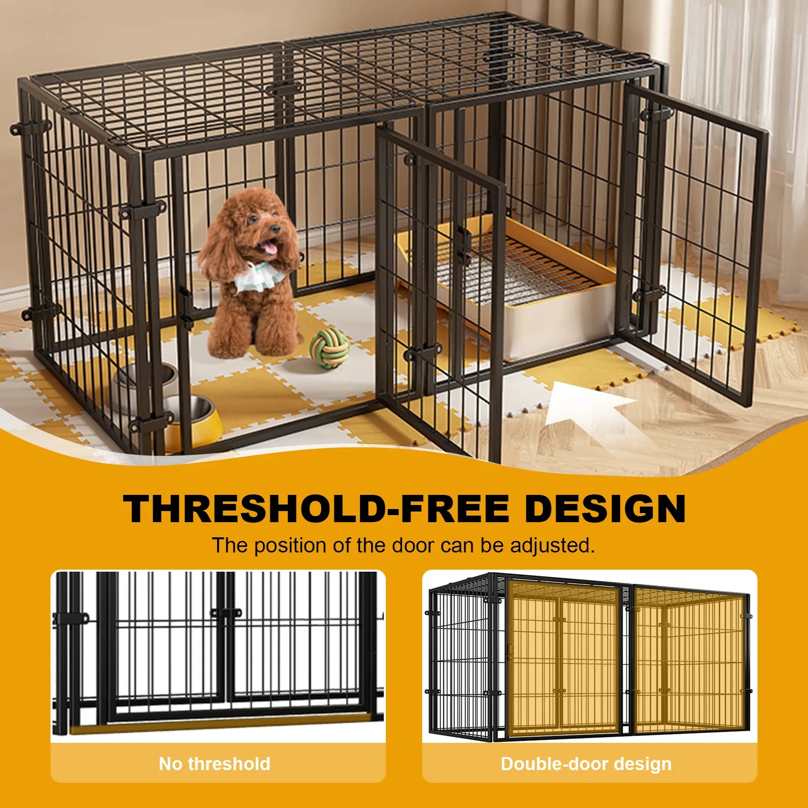 48 Inch Kennel Cage Easy Assemble Heavy Duty Wire Dog Crates with Door