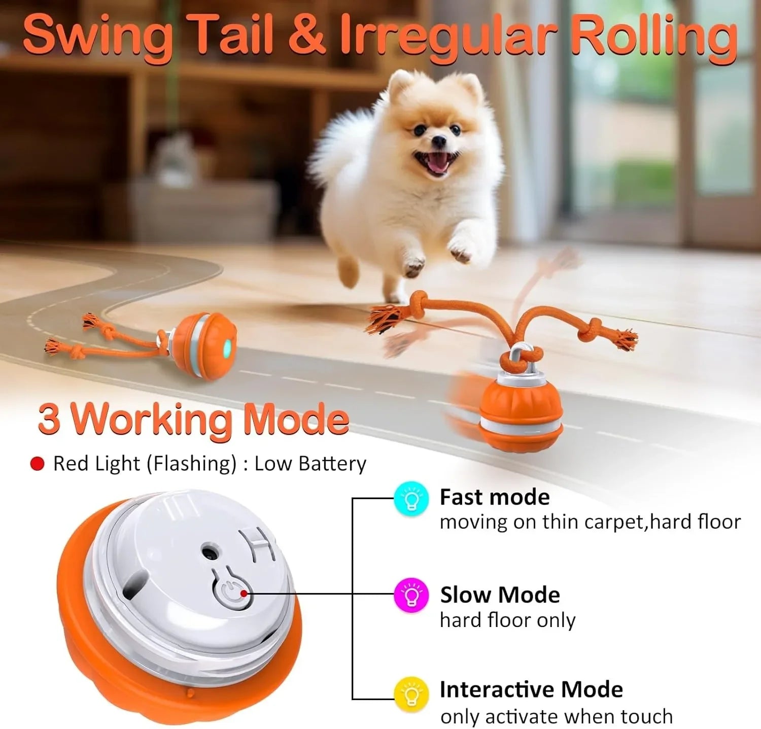 Pet Ball for Dogs Interactive Motion Activate Rolling Ball.