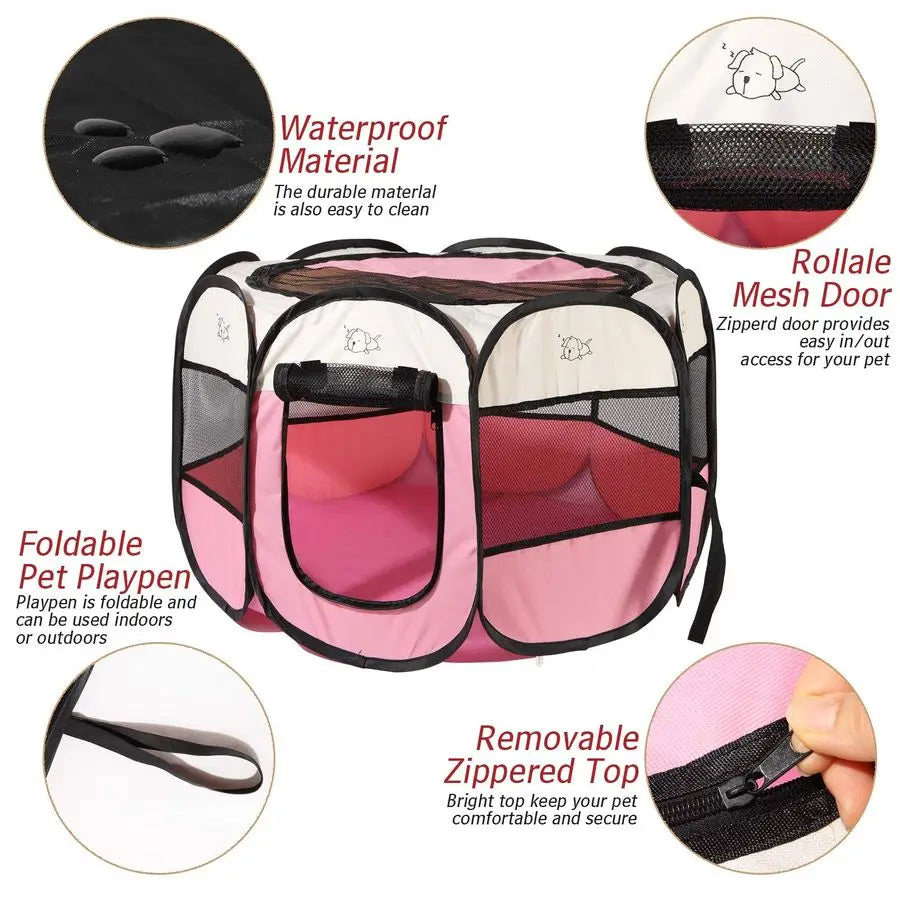 Dog Playpens Portable Soft Dog Exercise Pen Kennel with Carry Bag