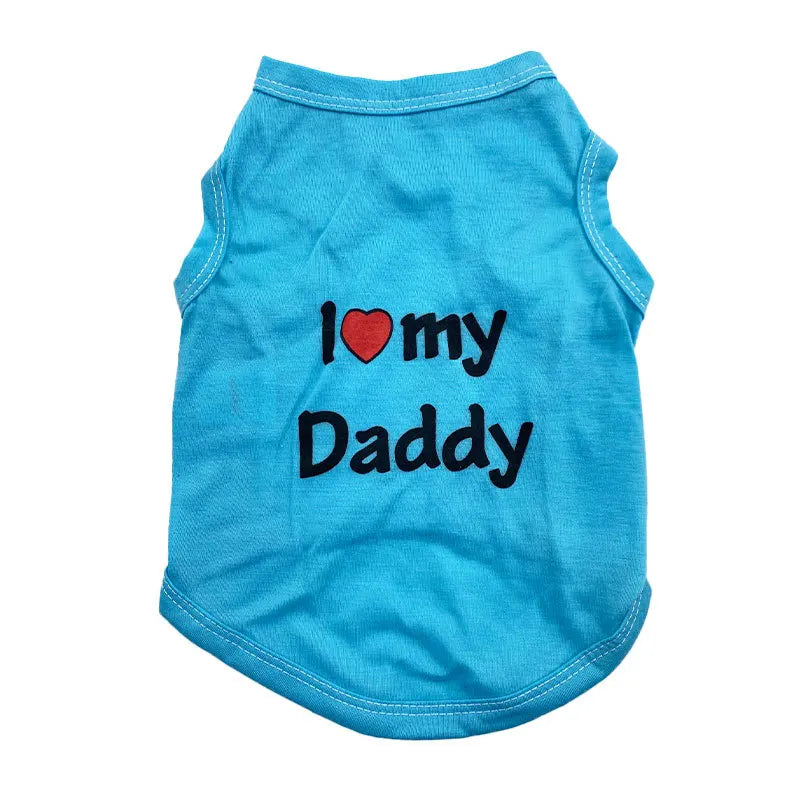 Dog Vest, "I Love My Daddy, Mommy" Puppy T-Shirt, Summer Sleeveless Vest