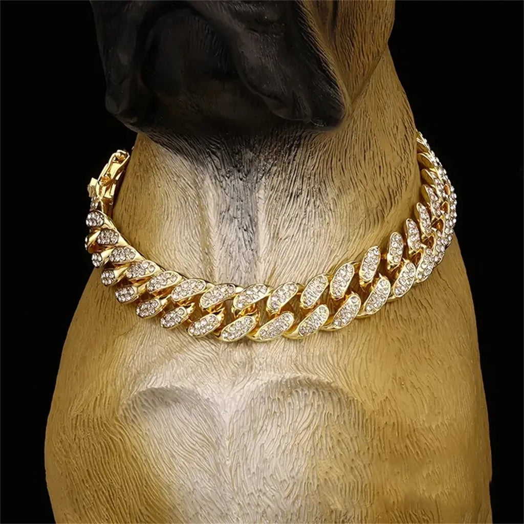 Collar Necklace Dog Full Diamond Cuban Chains