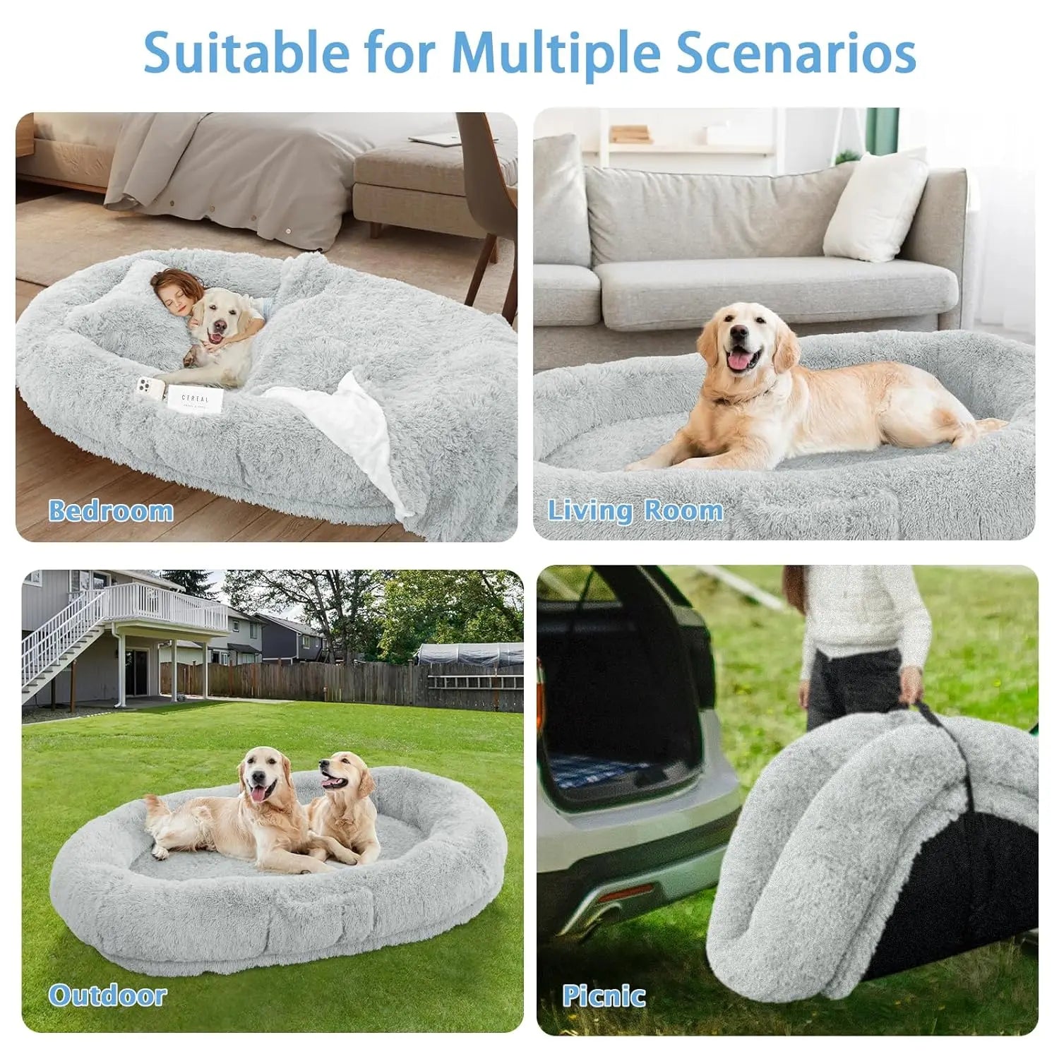 Human & Dog Bed Fits People & Pets, Washable.