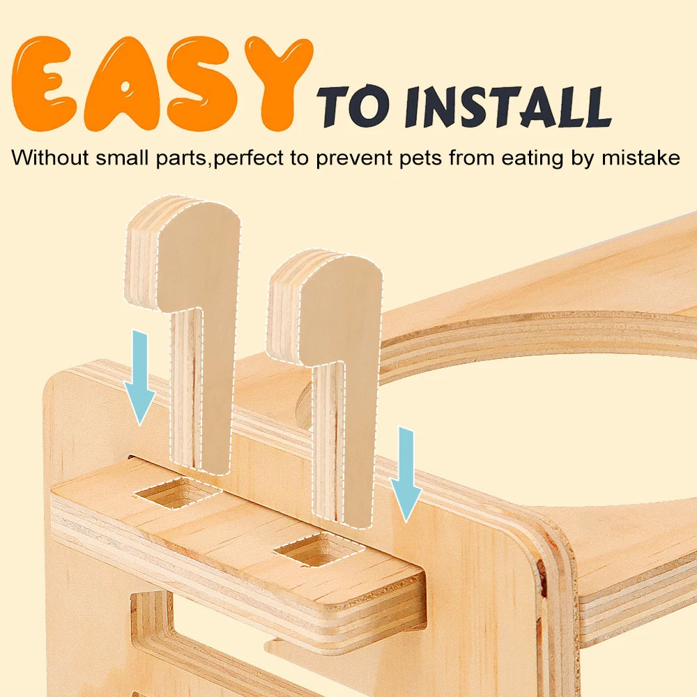 Elevated Small Dog-Cat Bowls Tilted Adjustable Feeder Stand