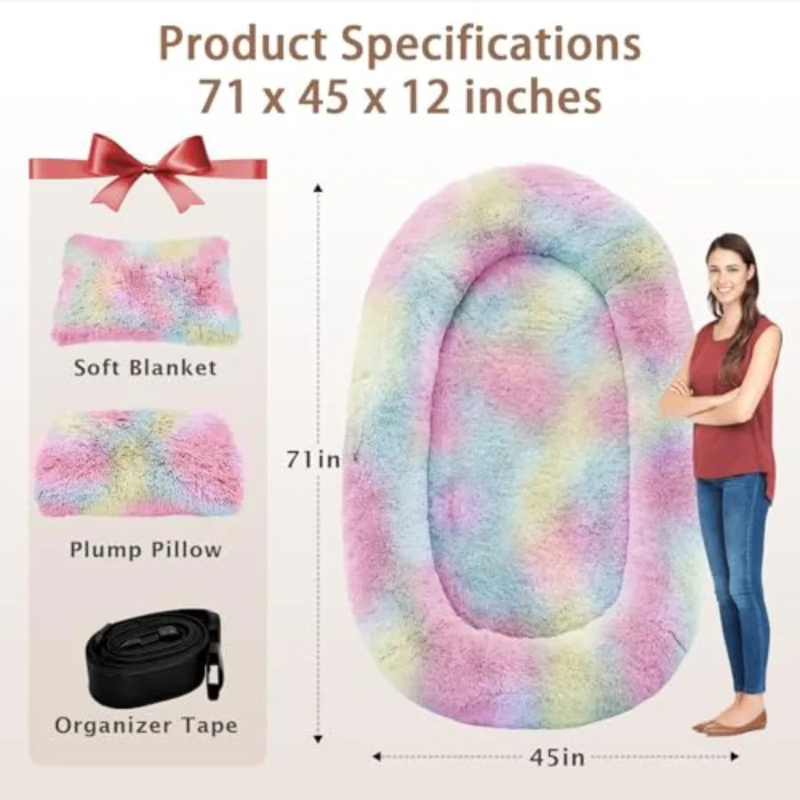 Human Dog Bed  Fits Adult and Pet Washable Giant People Bed  Thick Memory Foam