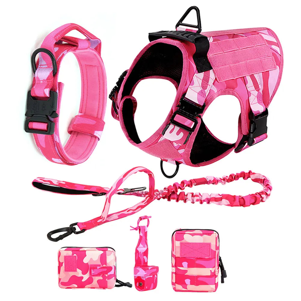 Military Pink Camouflage Dog Harness For Large Medium Dogs