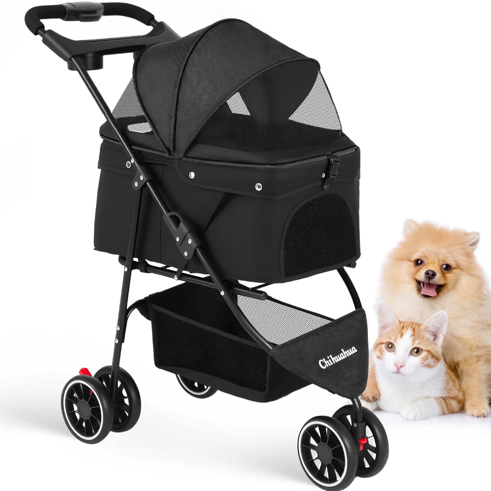 Pet Stroller For Small Puppy Dogs & Cats Travel Portable Dog Stroller