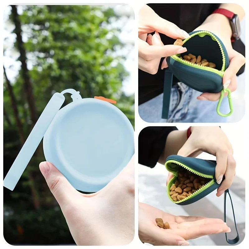 1Pc Pet Supplies Silicone Dog Food Bag Outdoor Training Pouch Waterproof Dog Snack Training Bag