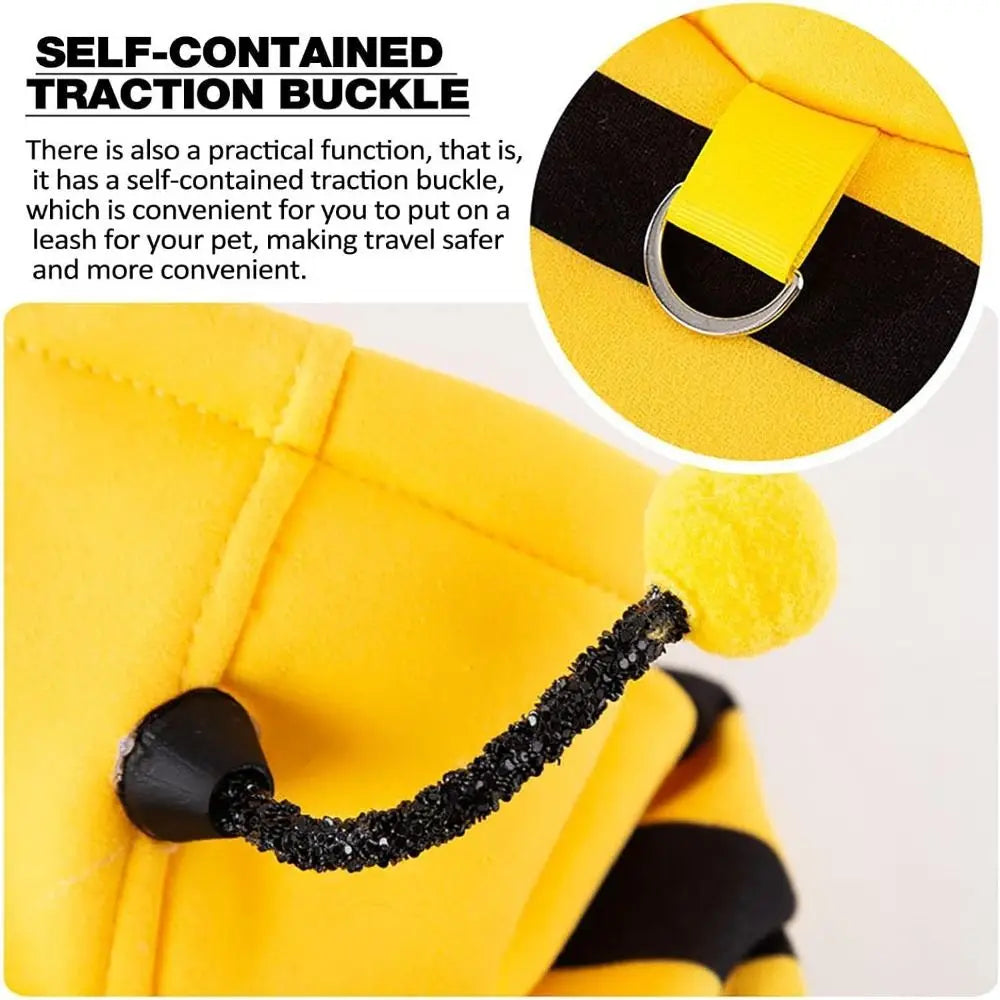 Soft Pet Bee Costume Hooded Breathable Winter Warm Bee Cosplay Costume