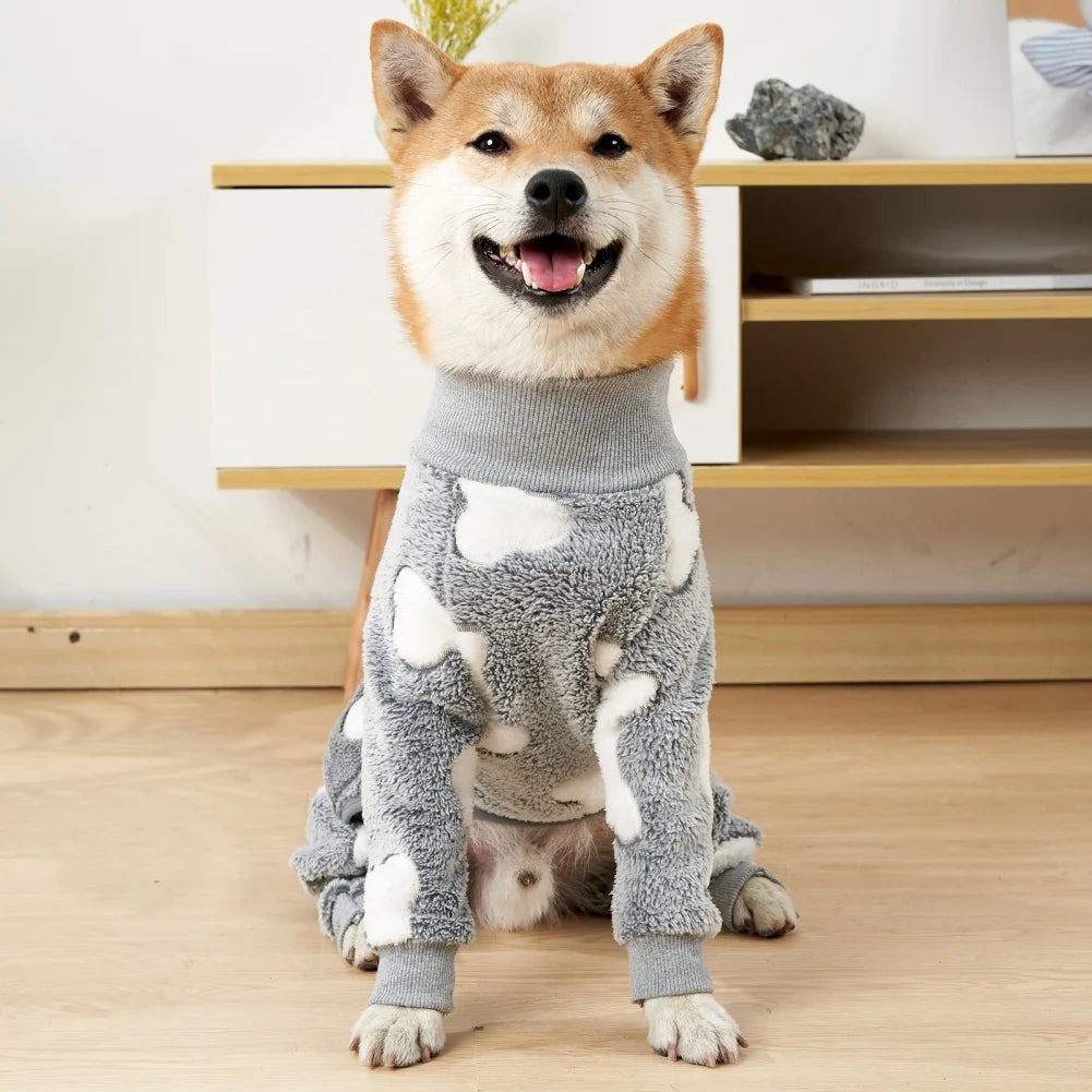 Winter Dog Jumpsuit Warm Fleece Puppy Dog Pajamas