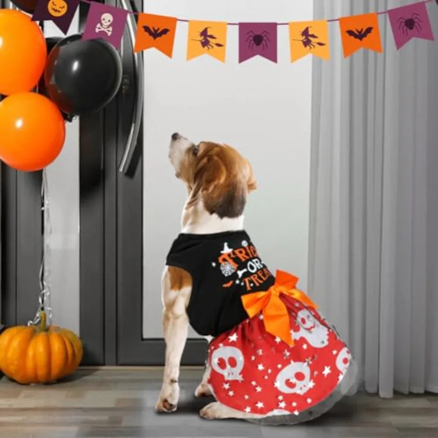 Dog Halloween Costumes Funny Puppy Dress with Bow