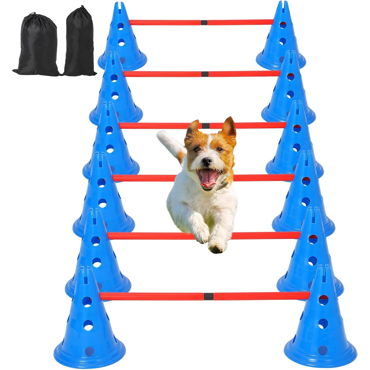 Dog Agility Hurdle Cone Set  Include 12 Agility Cones 6 Agility Rods