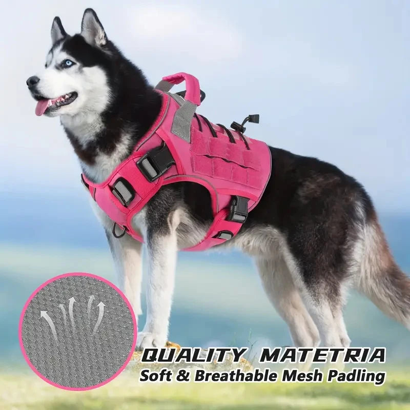 Adjustable No-Pull Tactical Dog Harness with Handle for Large Dogs