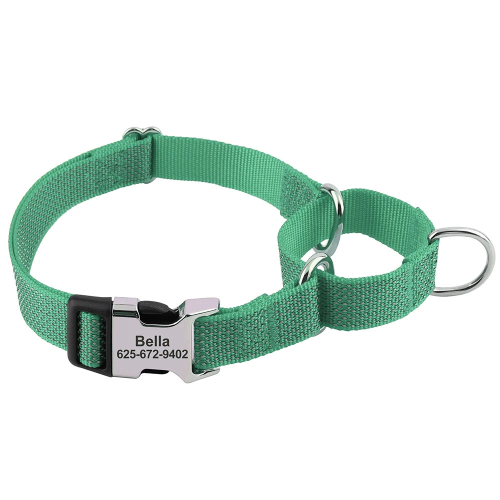 Custom Dog Martingale Collar Nylon Reflective Dog Collars With Engraving