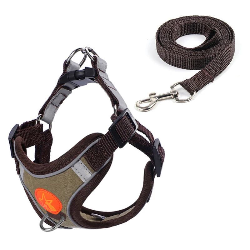 Small Medium Dogs Harness Vest Walking Traction Rope Reflective Straps.