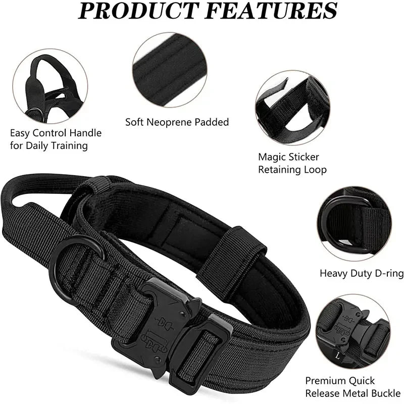 Outdoor Sports Style Tactical Dog Collar For Medium To Large Dogs