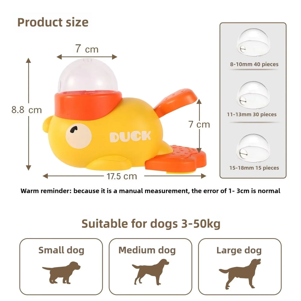 Pet slow food bowl, duck dog snack dispenser, interactive feeder