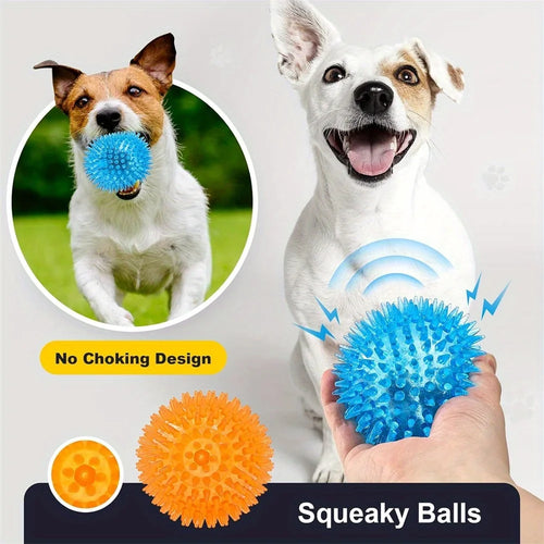 6pcs Dog Toy Balls, BPA Free Non-Toxic Plastic, Durable Spikey