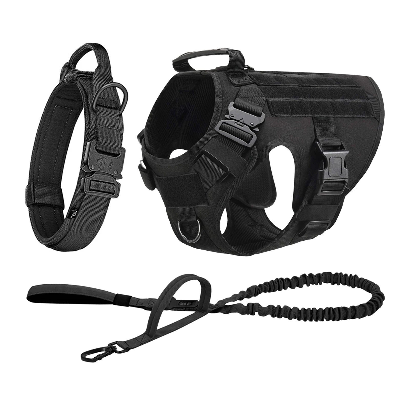 Tactical Dog Harness Collar Leash Pouches For Medium Large Dogs