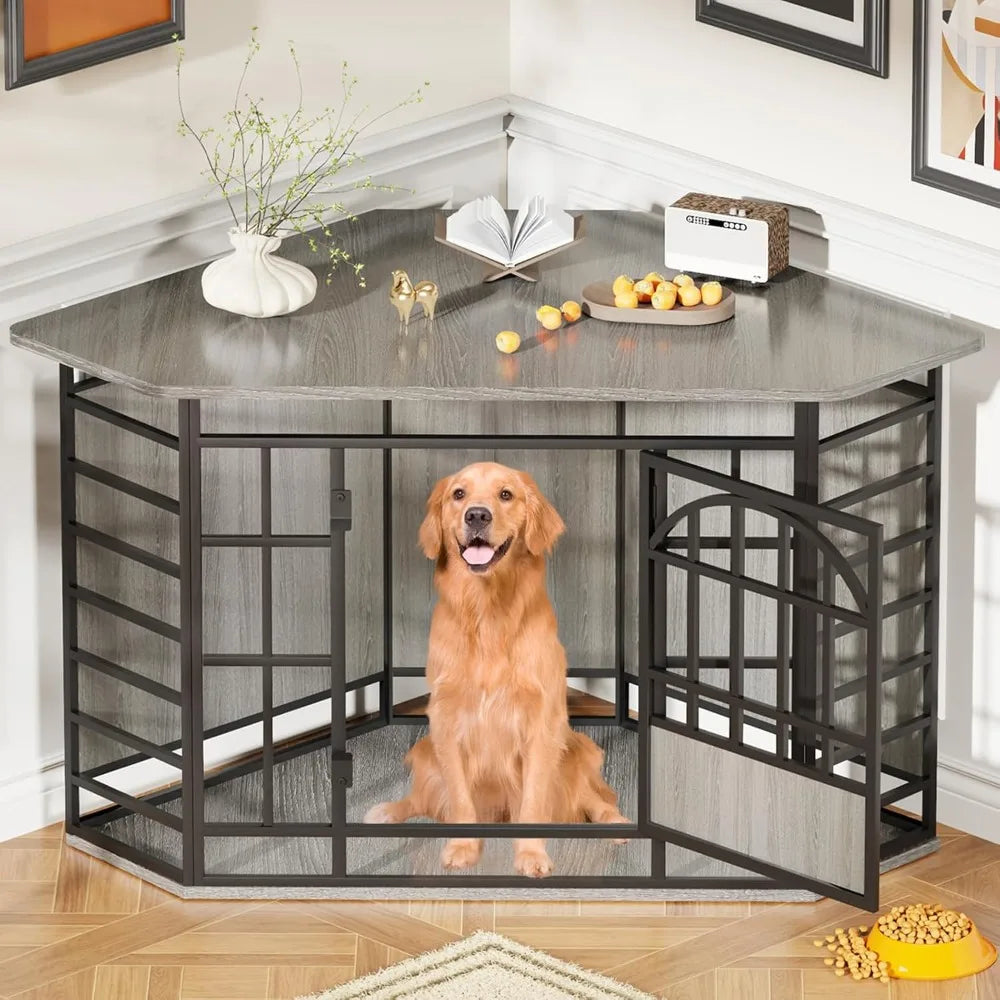 corner dog crate furniture, 52 inch large dog kennel
