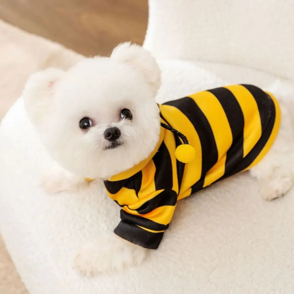 Soft Pet Bee Costume Hooded Breathable Winter Warm Bee Cosplay Costume