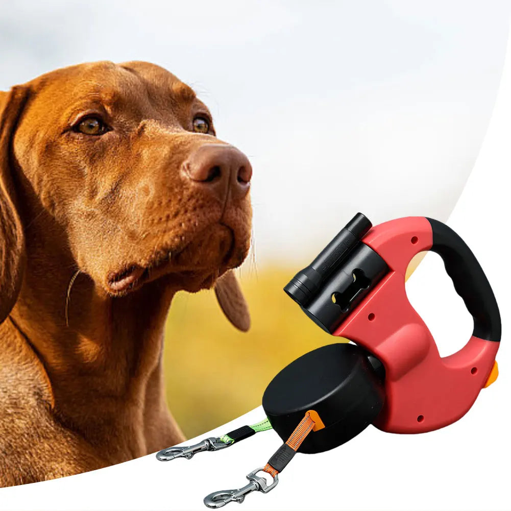 Double Headed Dog Leash Traction Rope with LED Light Dog Walking Leash
